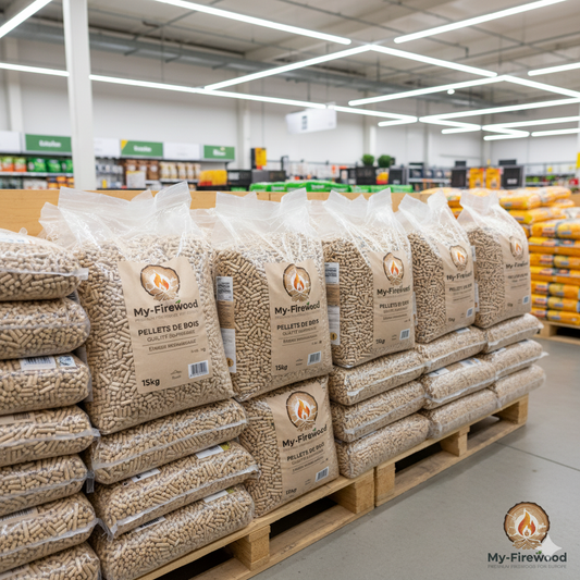 Palette~Demi-Palette de Pellets de Bois - 66 Sacs de 15kg/palette