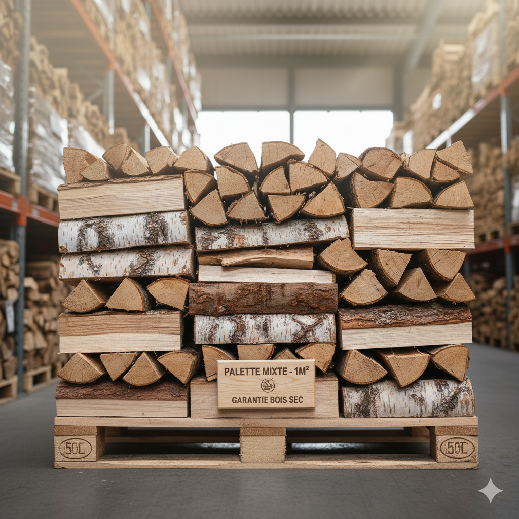 Palette Mixte 1m³/0.5m³ Chêne & Hêtre - Le Compromis Parfait Qualité/Prix