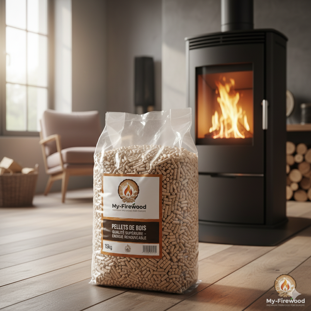 Palette~Demi-Palette de Pellets de Bois - 66 Sacs de 15kg/palette