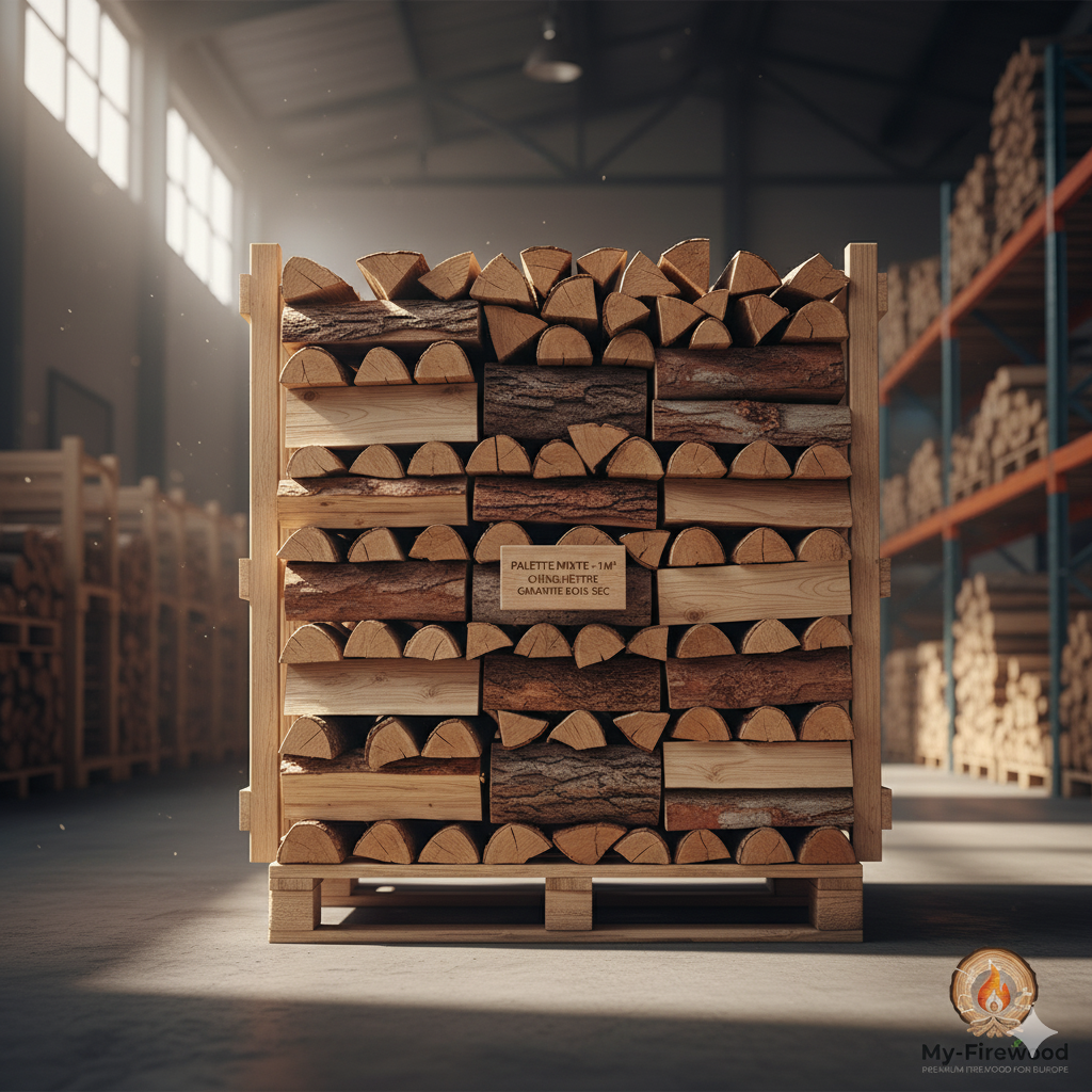 Palette Mixte 1m³/0.5m³ Chêne & Hêtre - Le Compromis Parfait Qualité/Prix