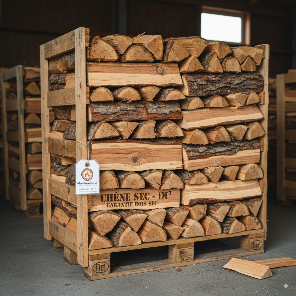 Palette de 1m³/0.5m³ de Chêne Sec - L'Incontournable pour une Combustion Longue Durée