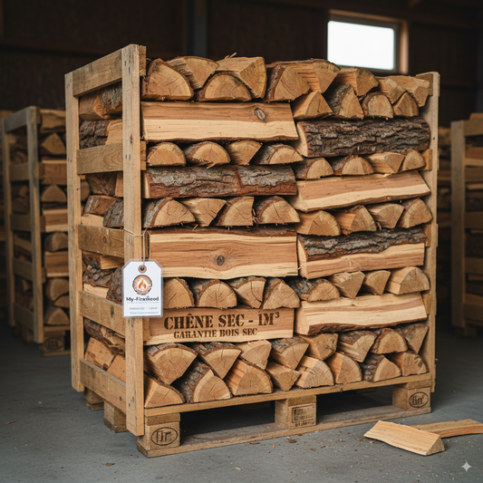 Palette de 1m³/0.5m³ de Chêne Sec - L'Incontournable pour une Combustion Longue Durée