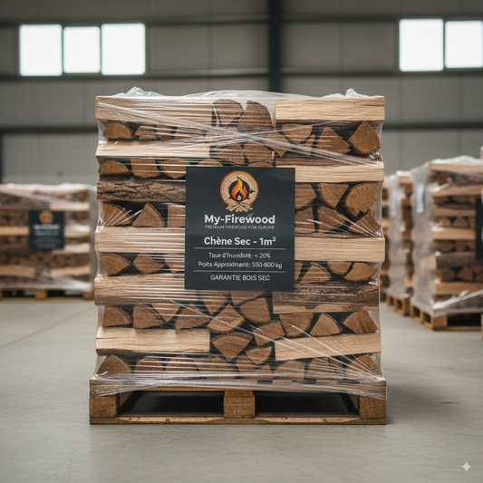 Palette de 1m³/0.5m³ de Chêne Sec - L'Incontournable pour une Combustion Longue Durée